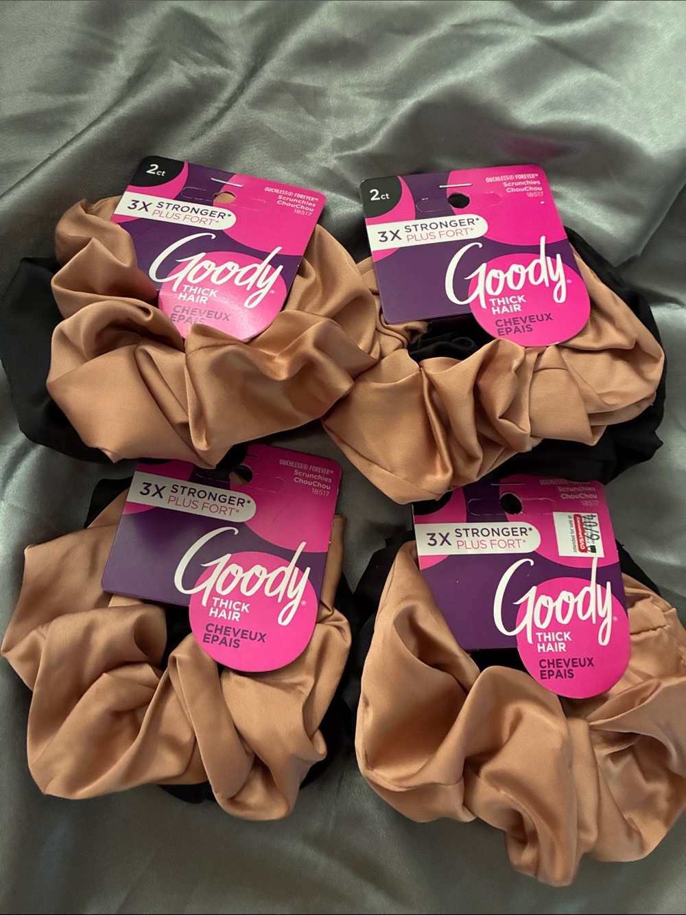 Goody Thick Hair Scrunchies – Tan and Black (5 pack)